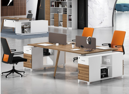 Office desk furniture setup equipment call center 4 workstations